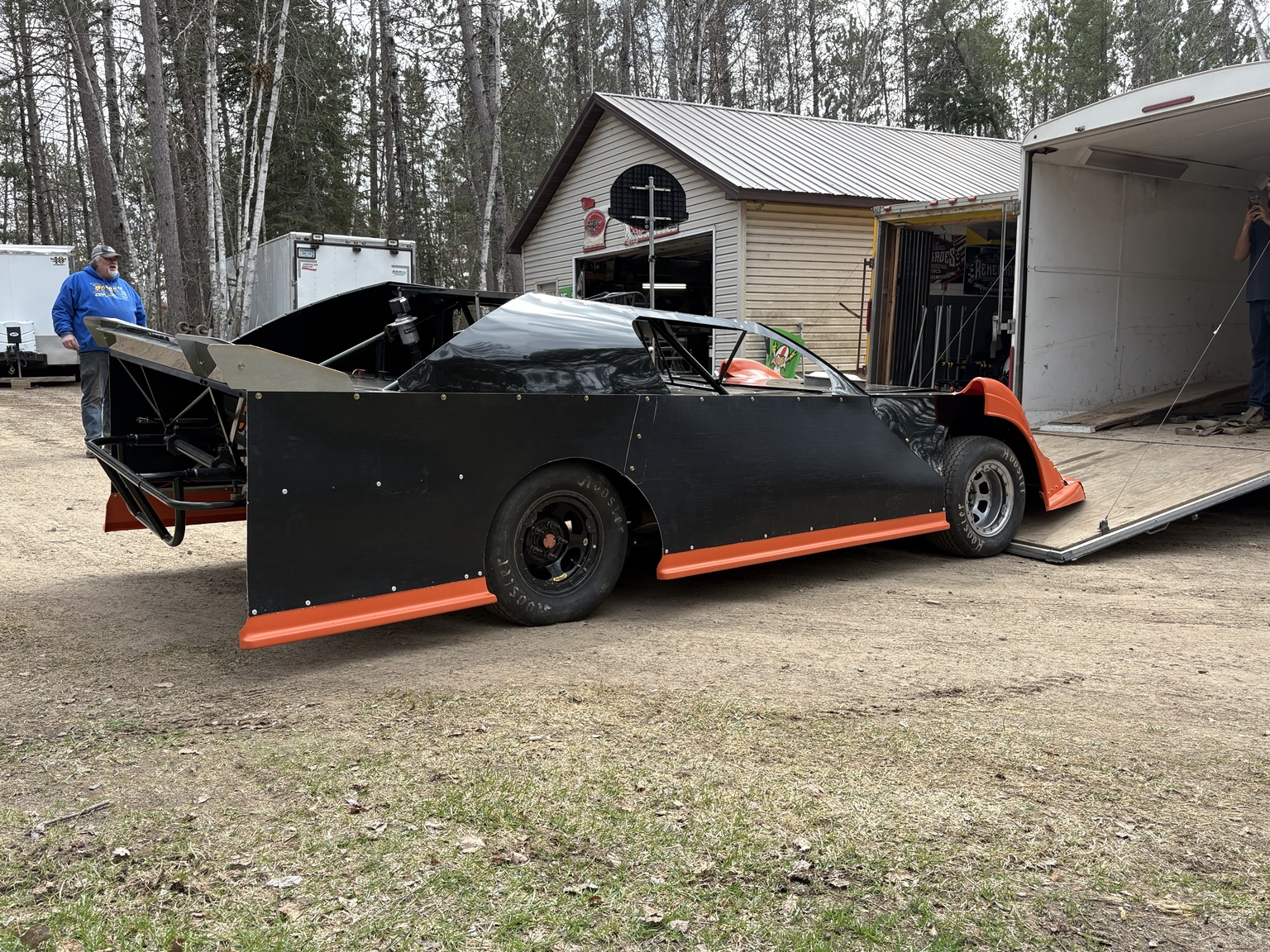 Black and orange dirt late model