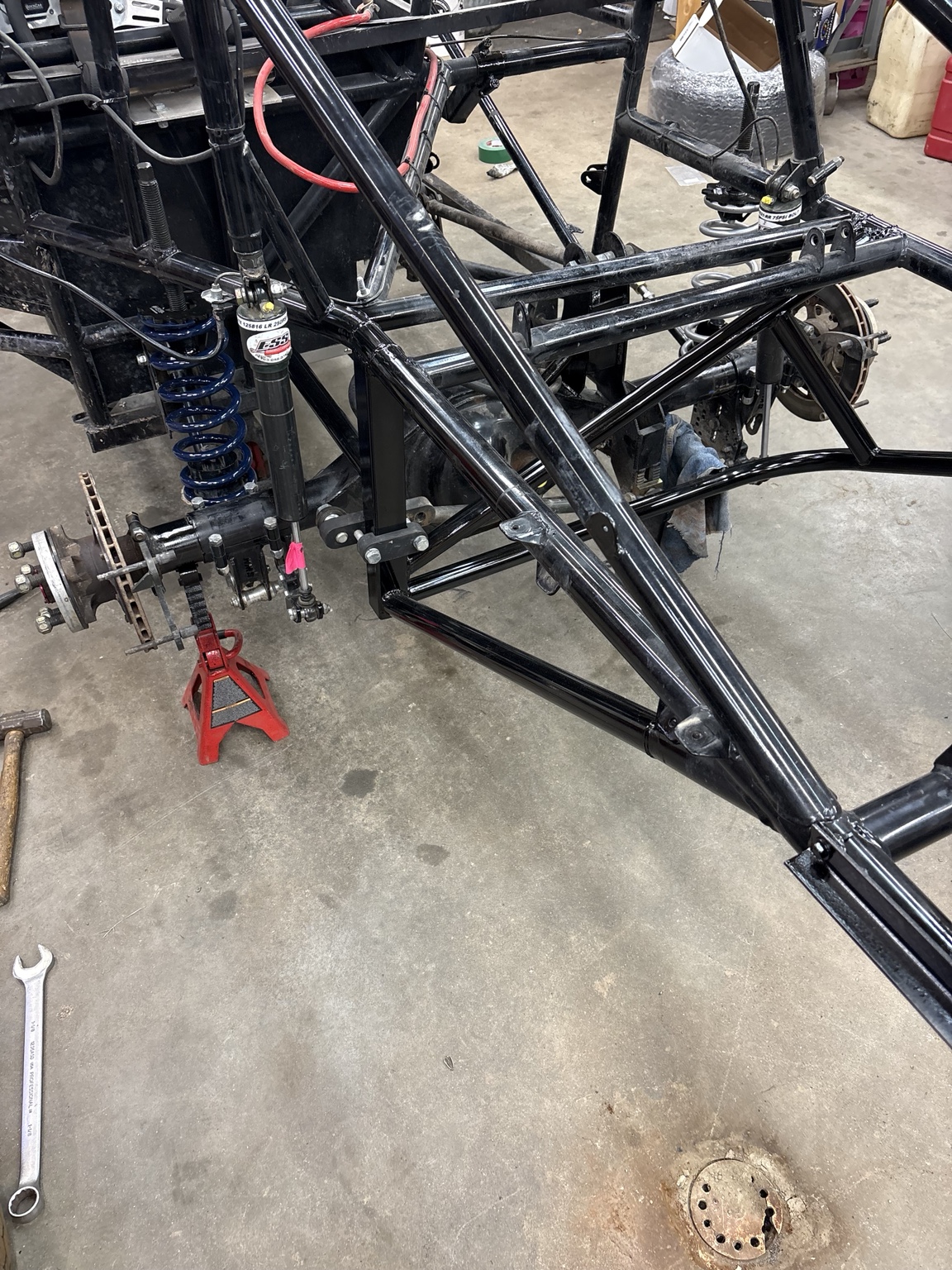Race car rear suspension and chassis details